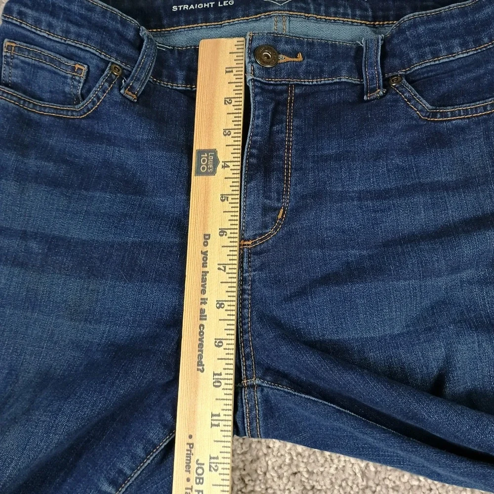 St. John's Bay Women's Size 12 Straight Leg Jeans Blue Denim Stretch Mid Rise